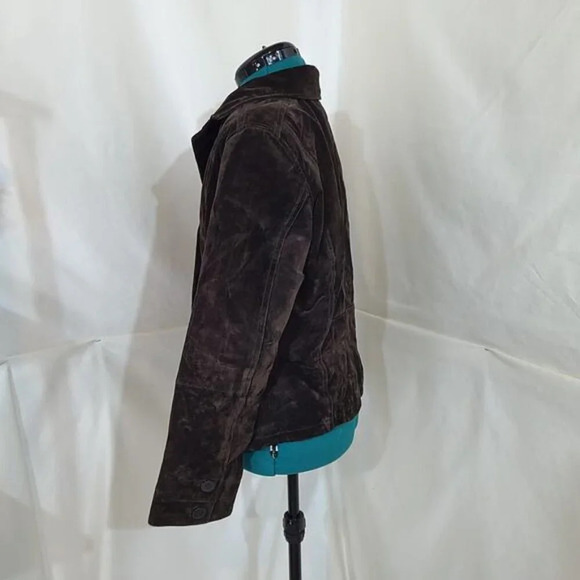 Cruze Brown Suede Leather Jacket with Removable Hoody - Size Large - Picture 6 of 13